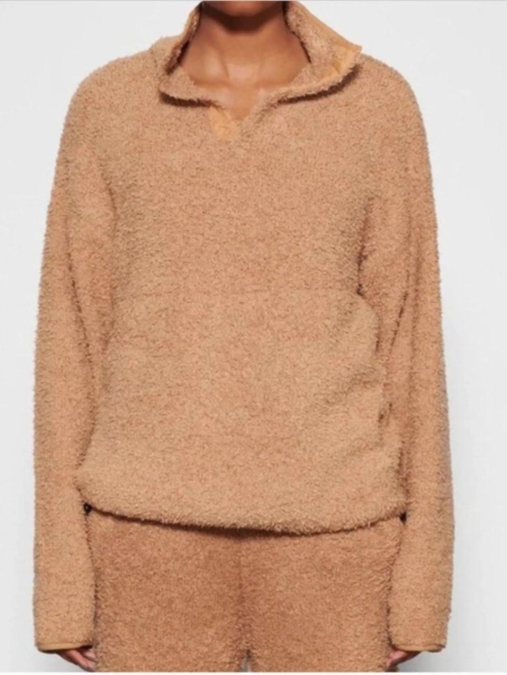 SKIMS cozy knit pullover in Camel